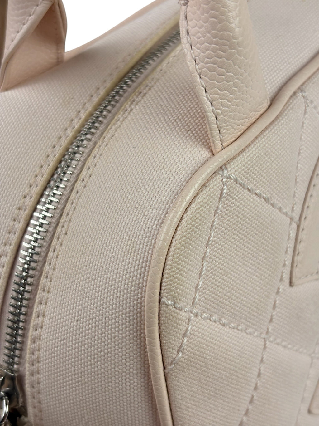 Chanel Pink Leather Trim Quilted Timeless Bowling Handbag 2004