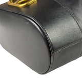 Valentino Black Leather Garavani Mini V Logo Signature Bucket Bag