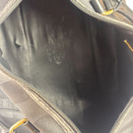 Fendi Grey/Black Leather Striped Boston Bag