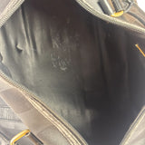 Fendi Grey/Black Leather Striped Boston Bag