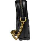 Gucci Black Leather Vertical Marmont Phone Crossbody Bag