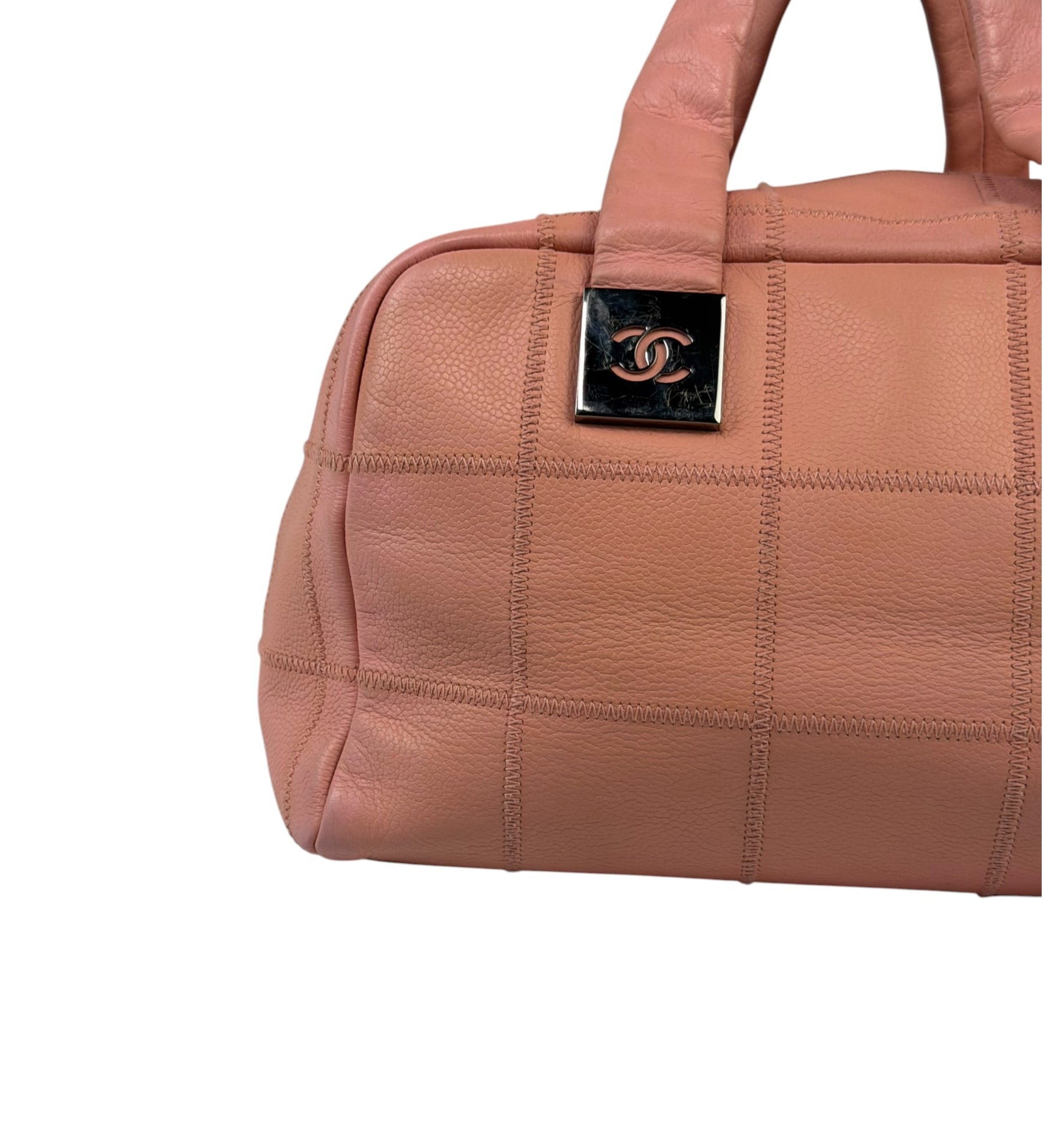 Chanel Pink Caviar Leather Chocolate Bar Bowler Bag 2003