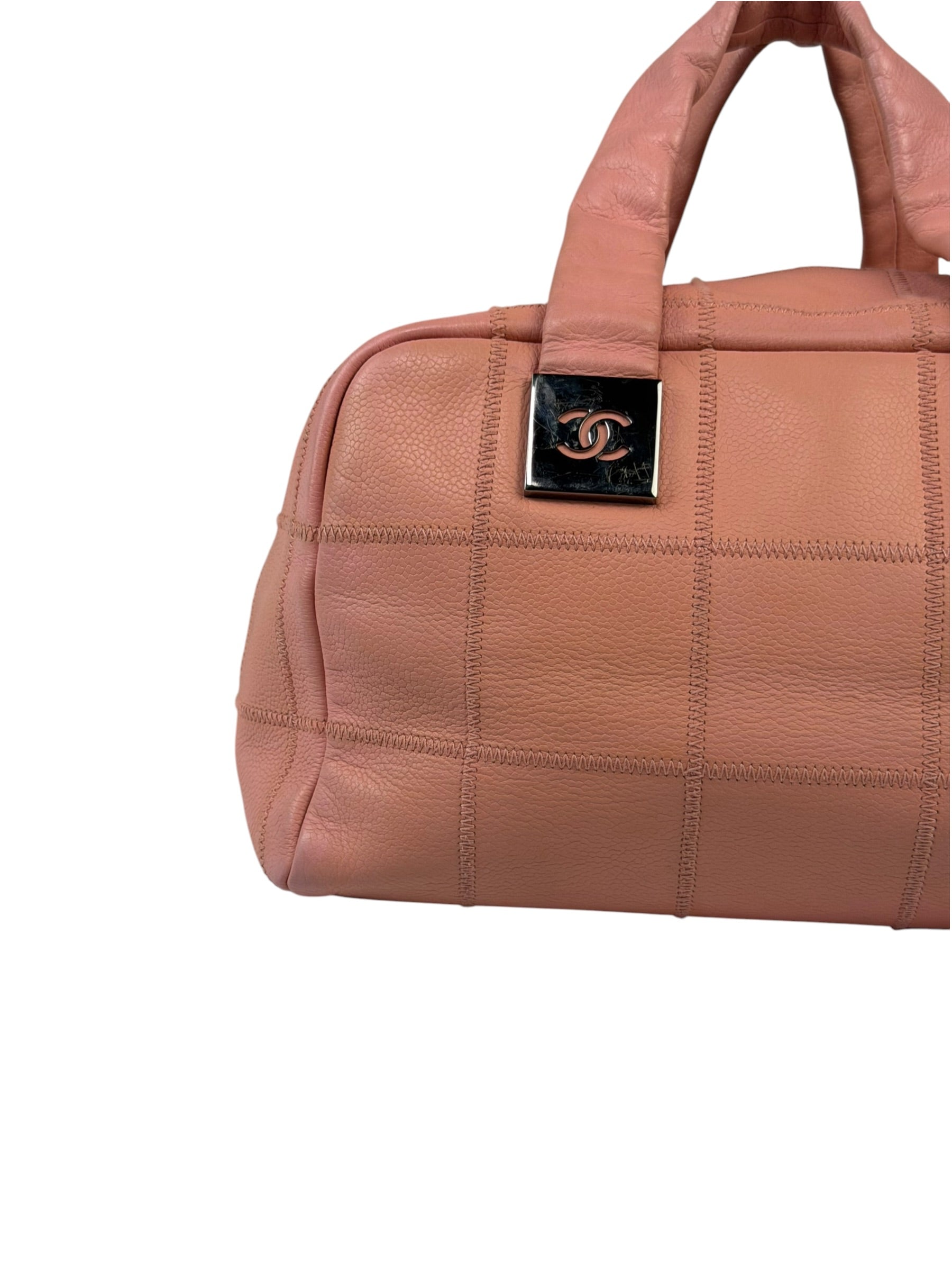 Chanel Pink Caviar Leather Chocolate Bar Bowler Bag 2003