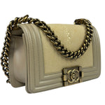 Chanel Beige Leather Boy Stingray Flap Bag 2013