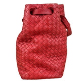 Bottega Veneta Red Leather Intrecciato Garda Woven Hobo Bag