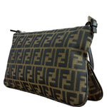 Fendi Brown Leather Trim Zucca FF Monogram Baguette