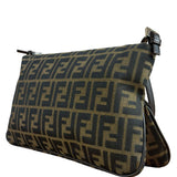 Fendi Brown Leather Trim Zucca FF Monogram Baguette