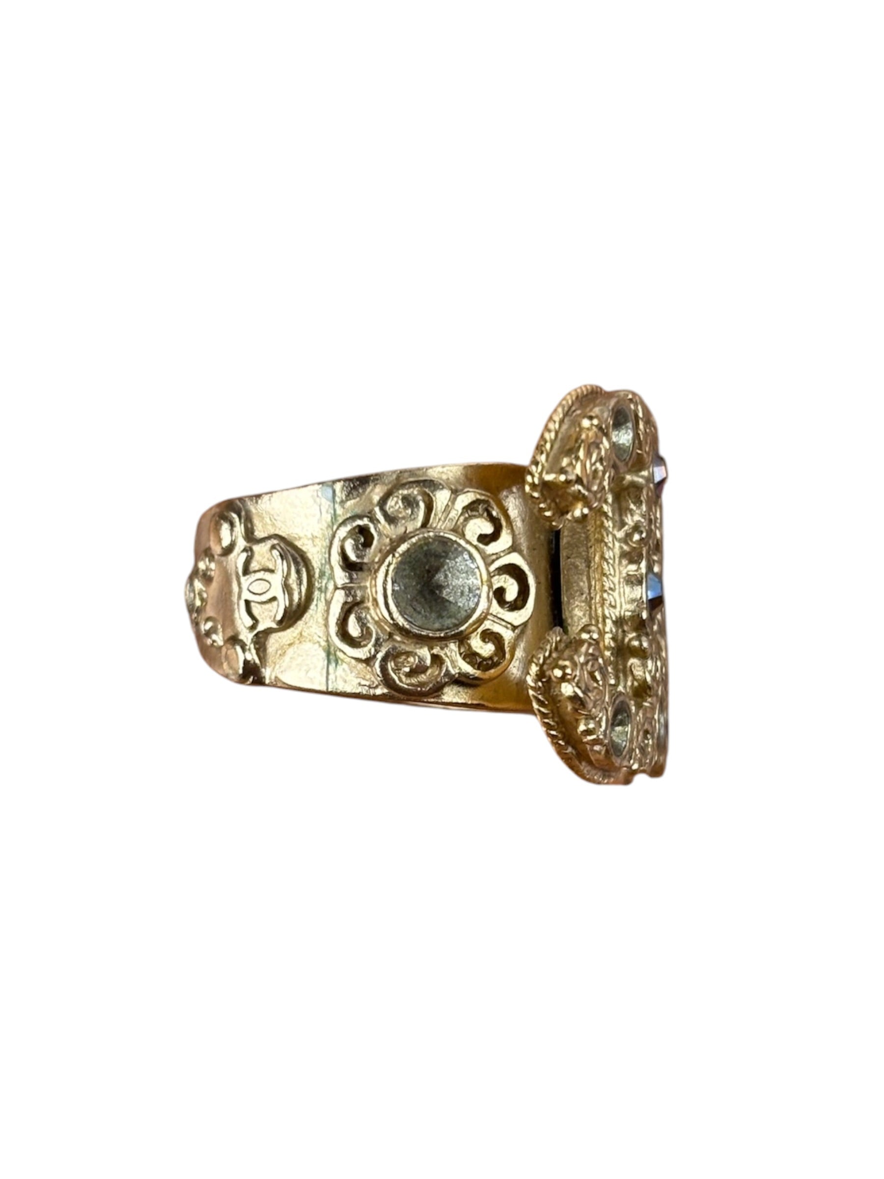 Chanel Gold-Plated Flower-Motif Cocktail Ring