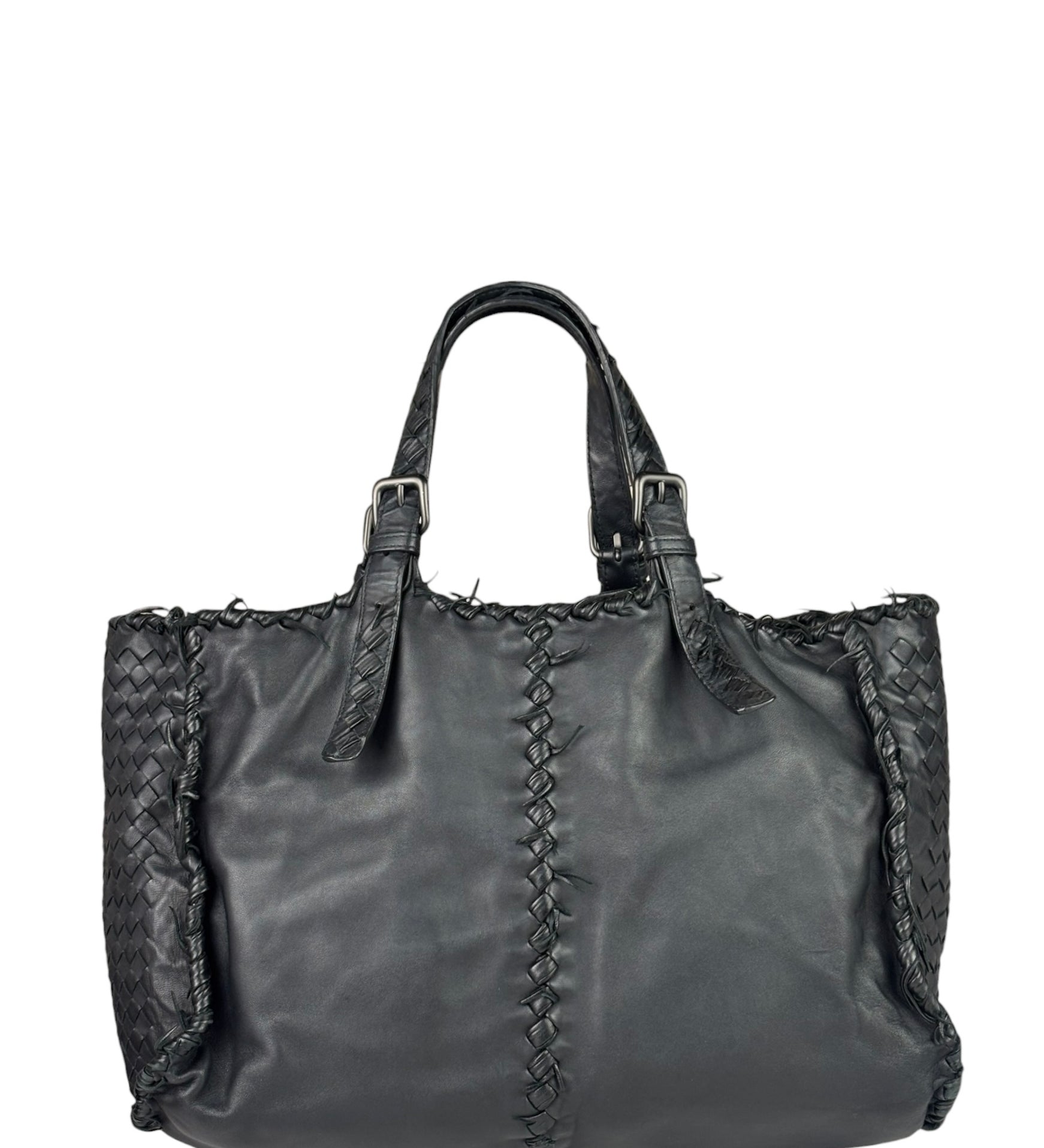 Bottega Veneta Black Intrecciato Fringe Shoulder Bag