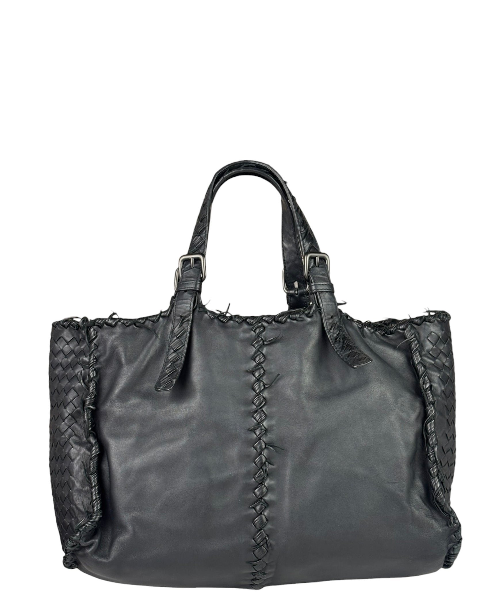 Bottega Veneta Black Intrecciato Fringe Shoulder Bag
