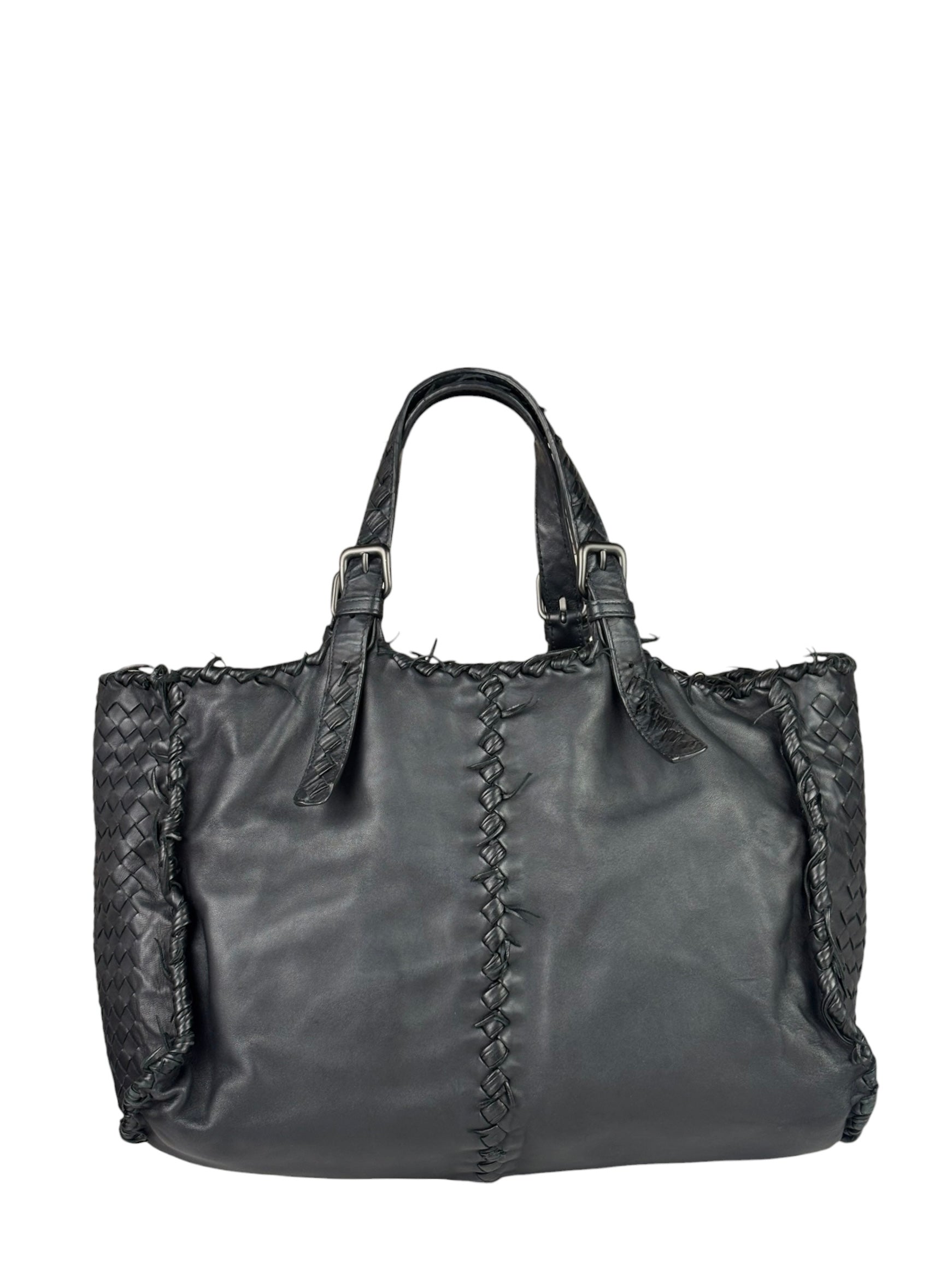 Bottega Veneta Black Intrecciato Fringe Shoulder Bag