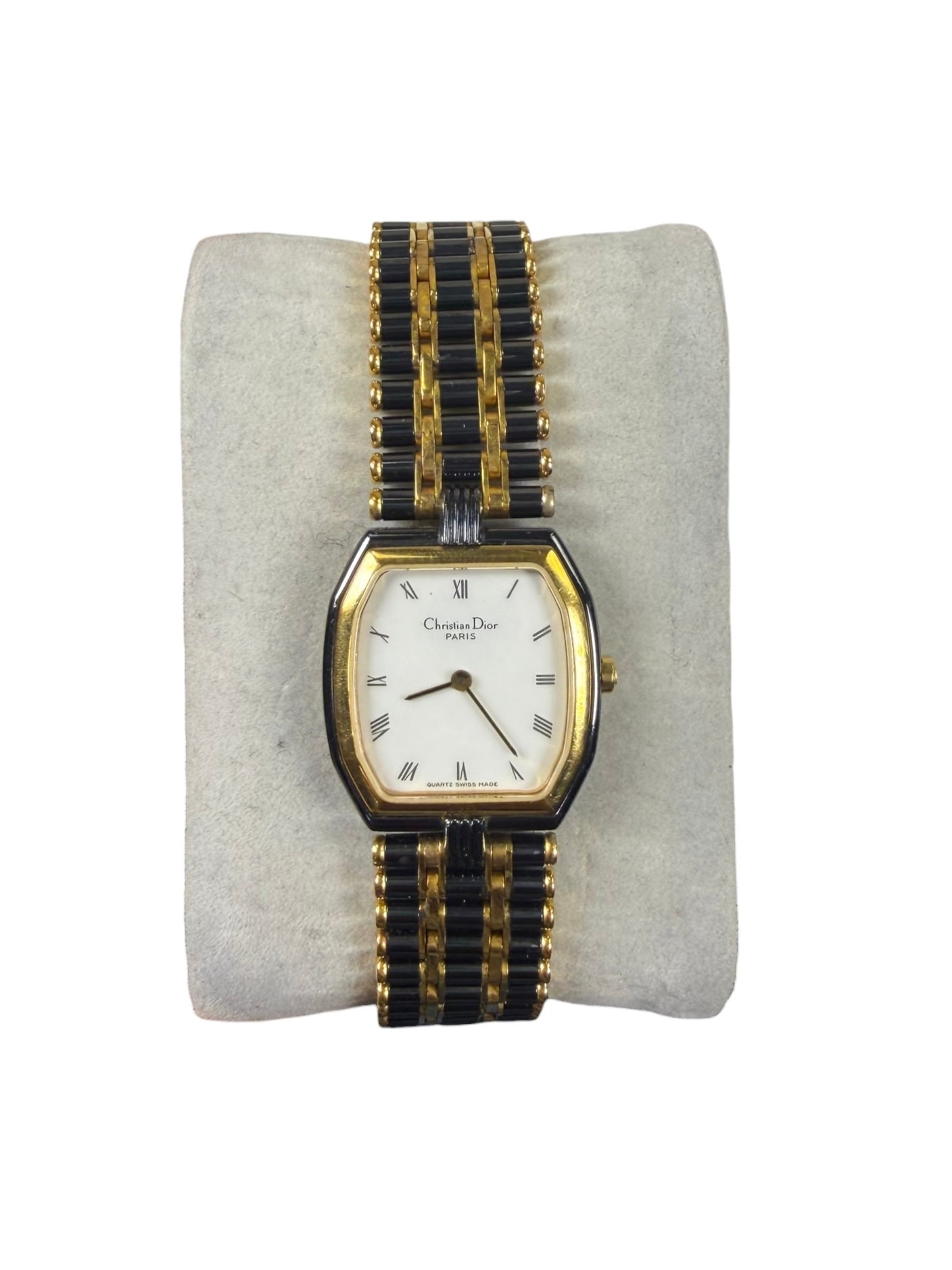 Christian Dior White Dial Black & Gold Bar Link Band
