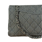 Chanel Black/White Sequin Stripped Medium Double Flap Shoulder Bag