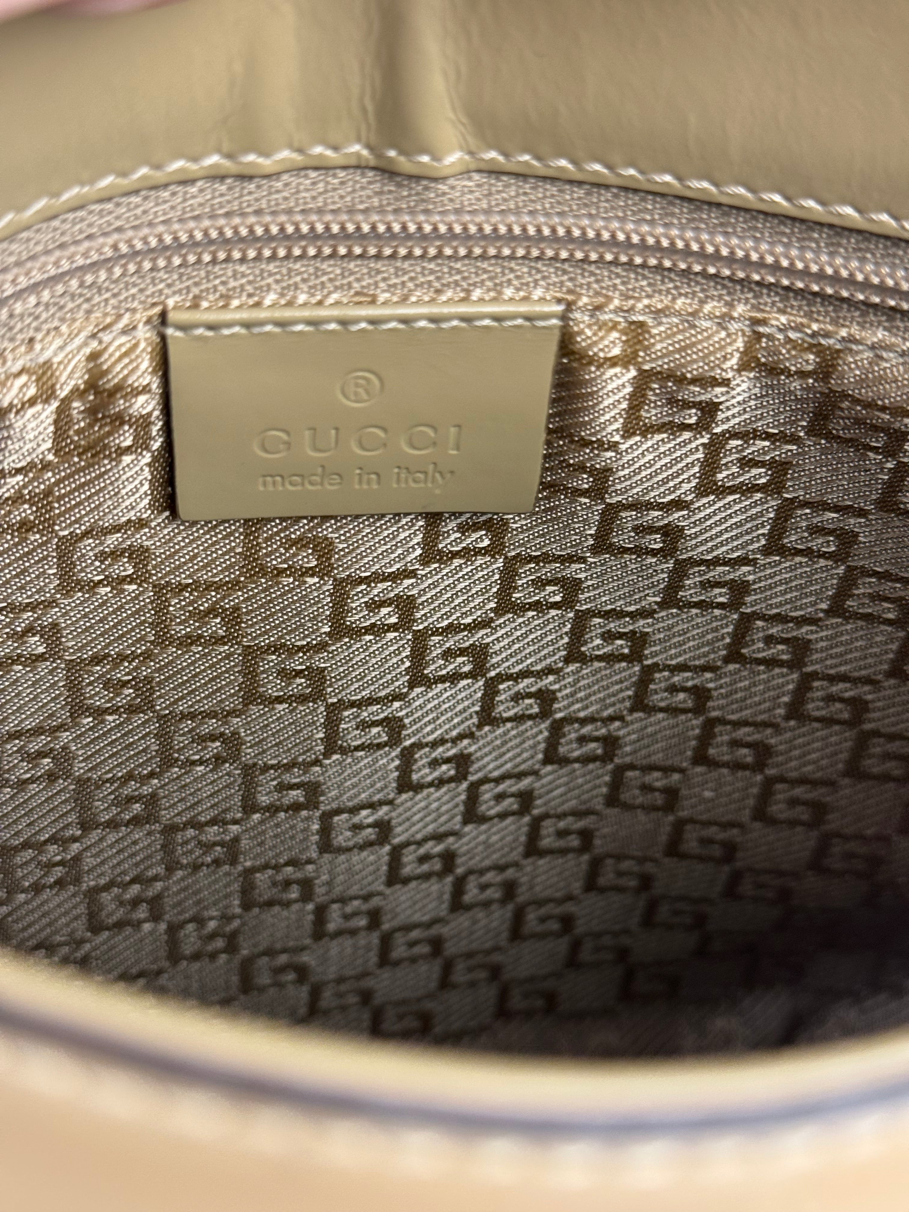 Gucci Vintage Beige Patent Leather Lady Lock Jackie Shoulder Bag