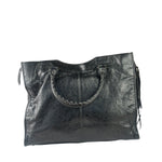 Balenciaga Black Lambskin Moto Work Two-Way Bag
