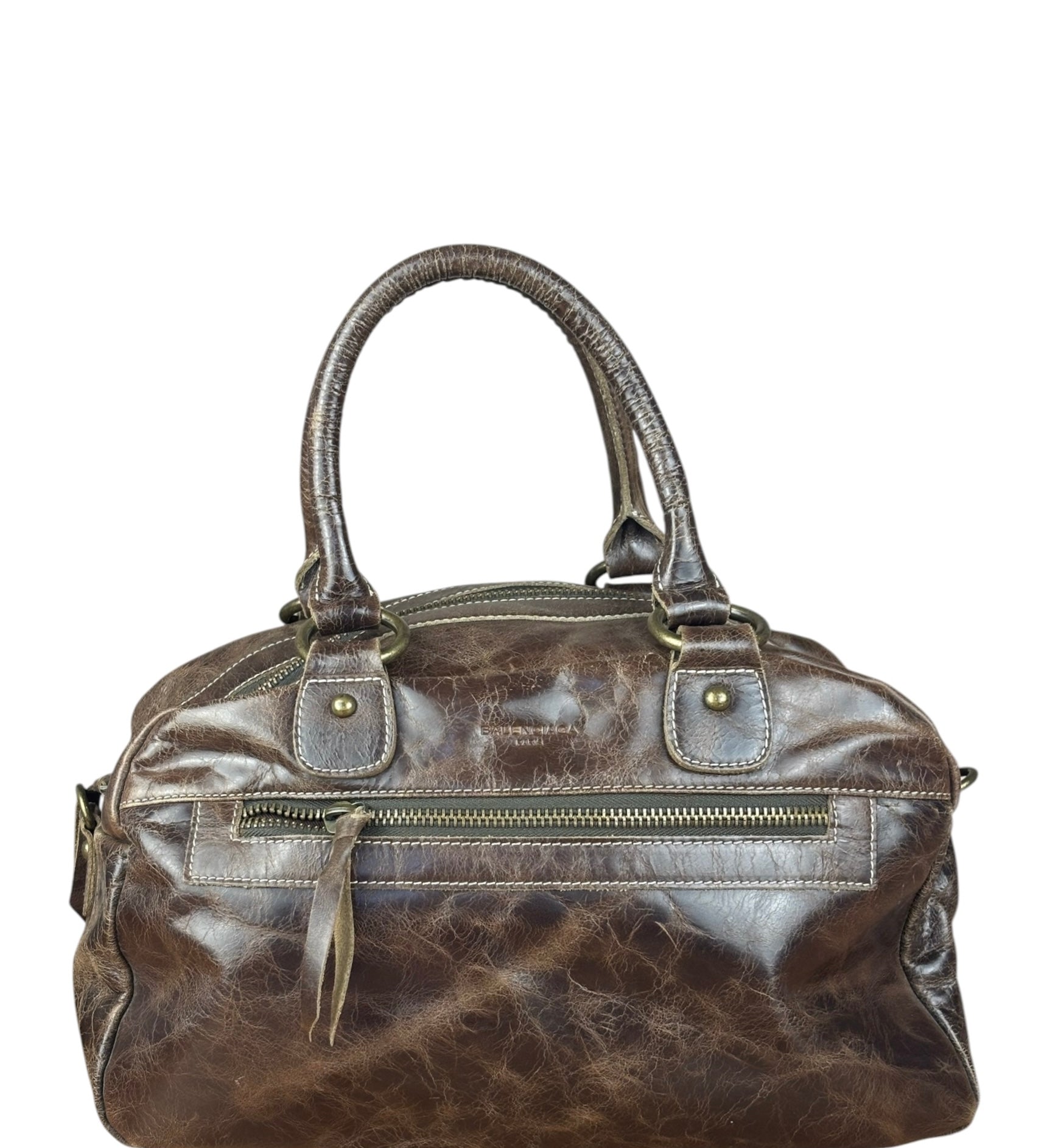 Balenciaga Vintage Brown Leather Moto Handbag