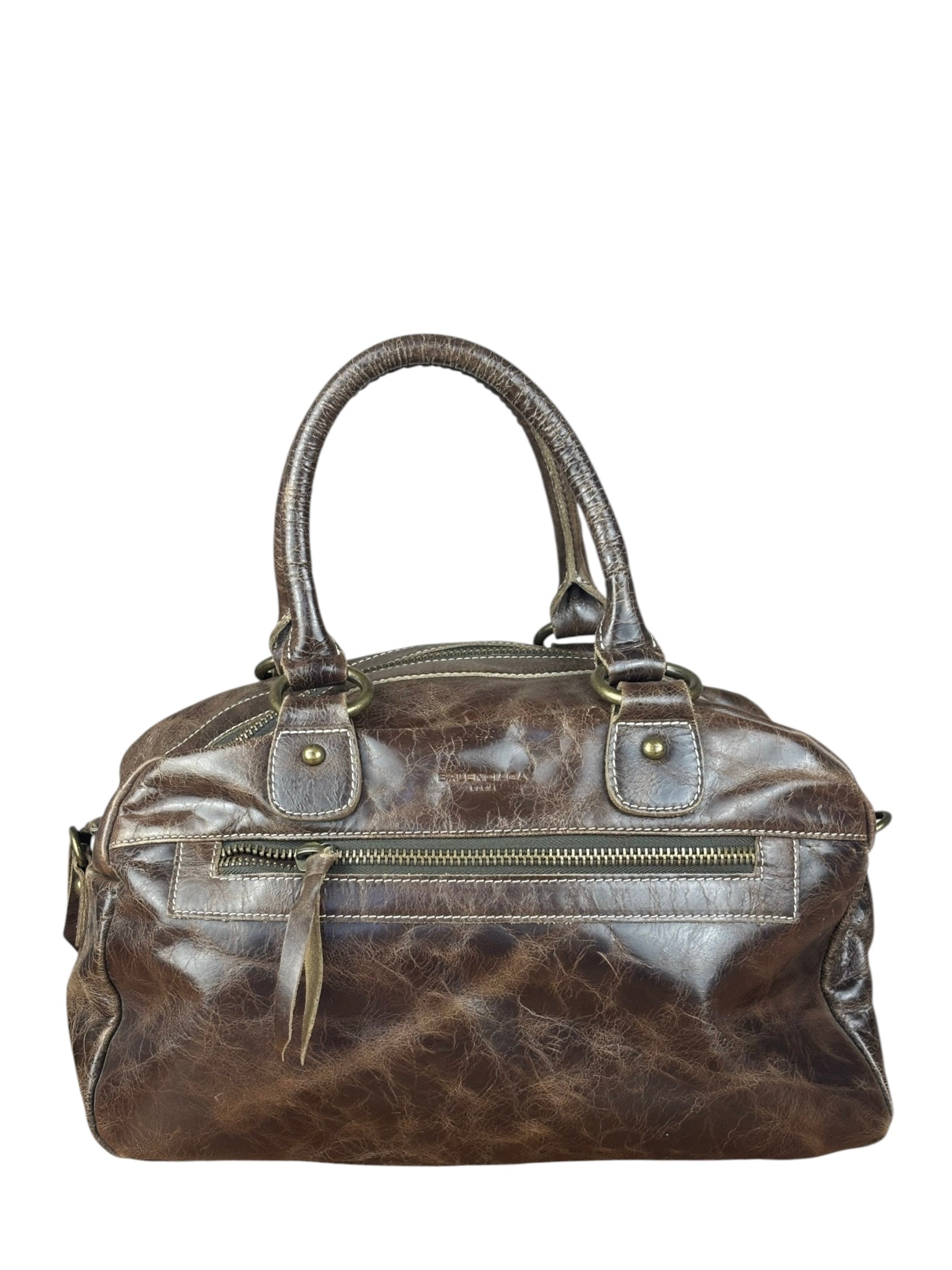 Balenciaga Vintage Brown Leather Moto Handbag