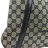 Gucci Black Leather Trim GG Supreme Hobo Bag