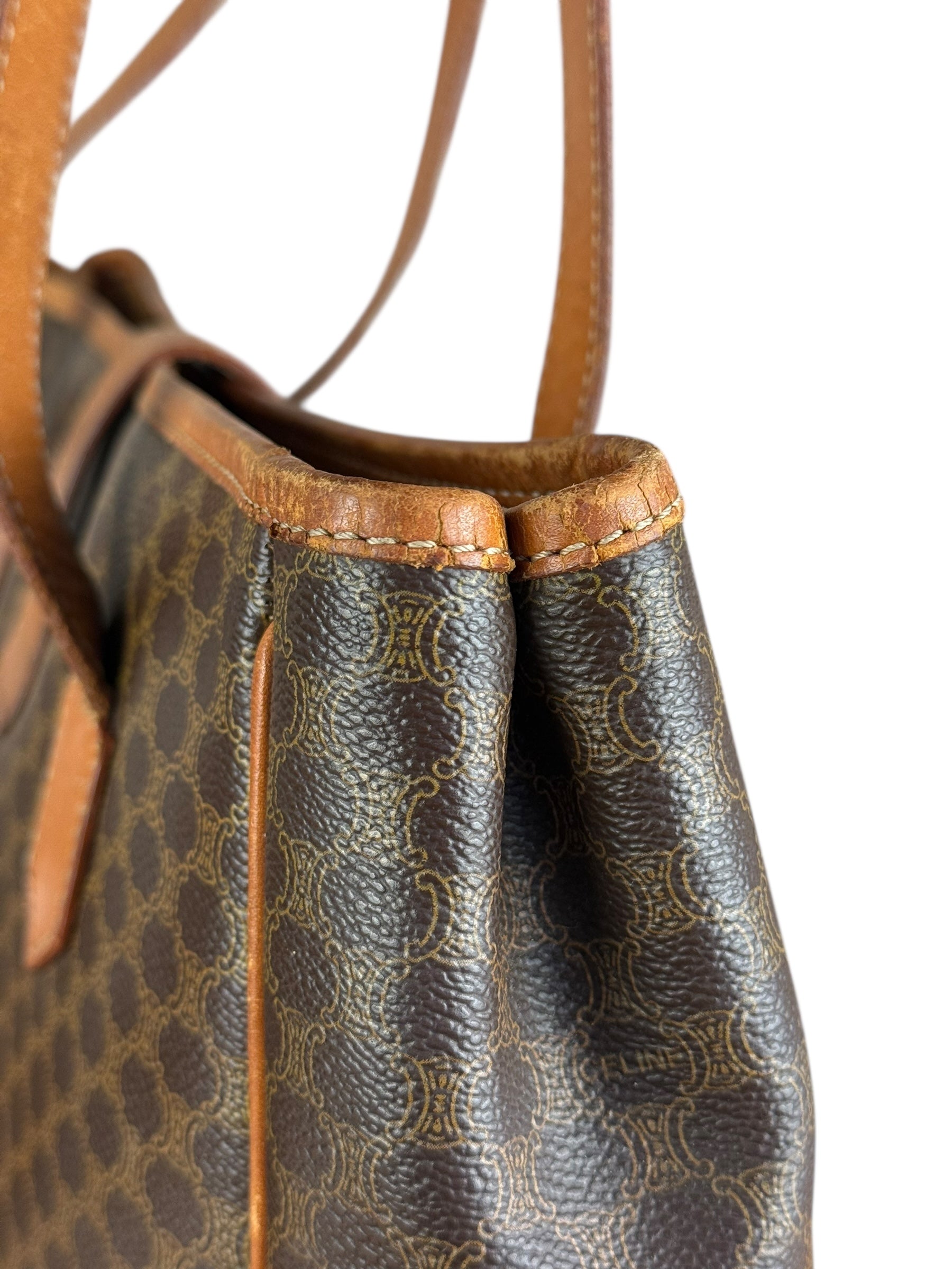 Celine Vintage Macadam Canvas Shoulder Tote