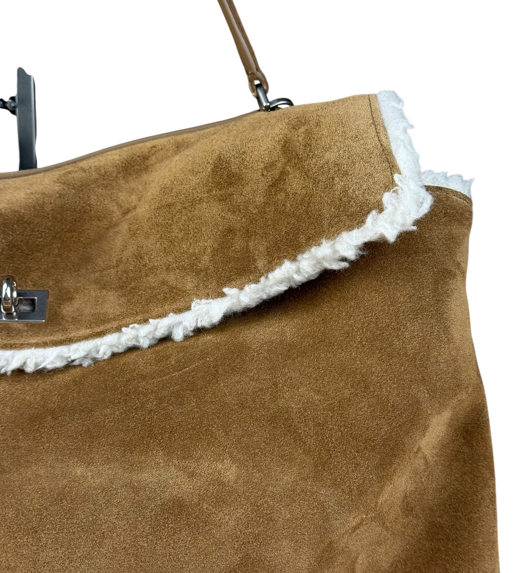 Balenciaga Rodeo Handbag Suede/Fleece Brown