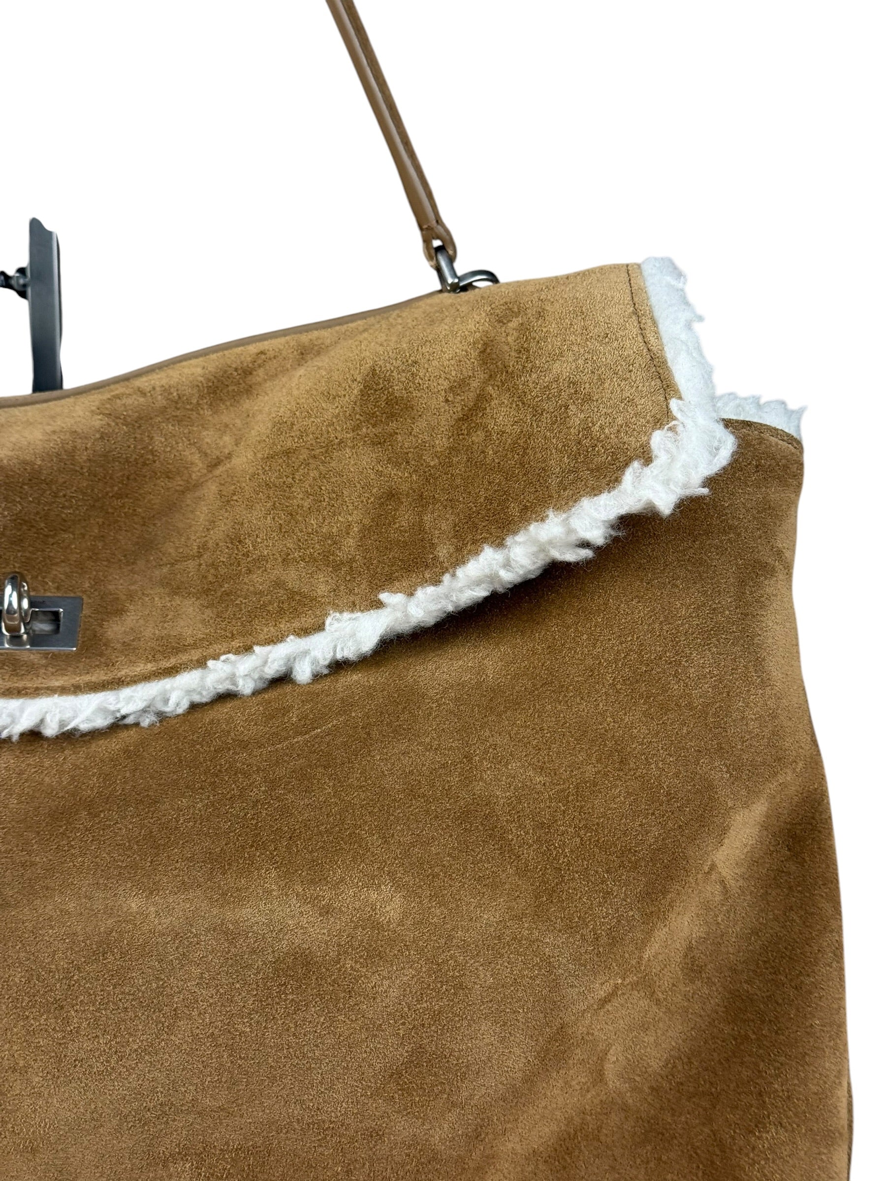 Balenciaga Rodeo Handbag Suede/Fleece Brown