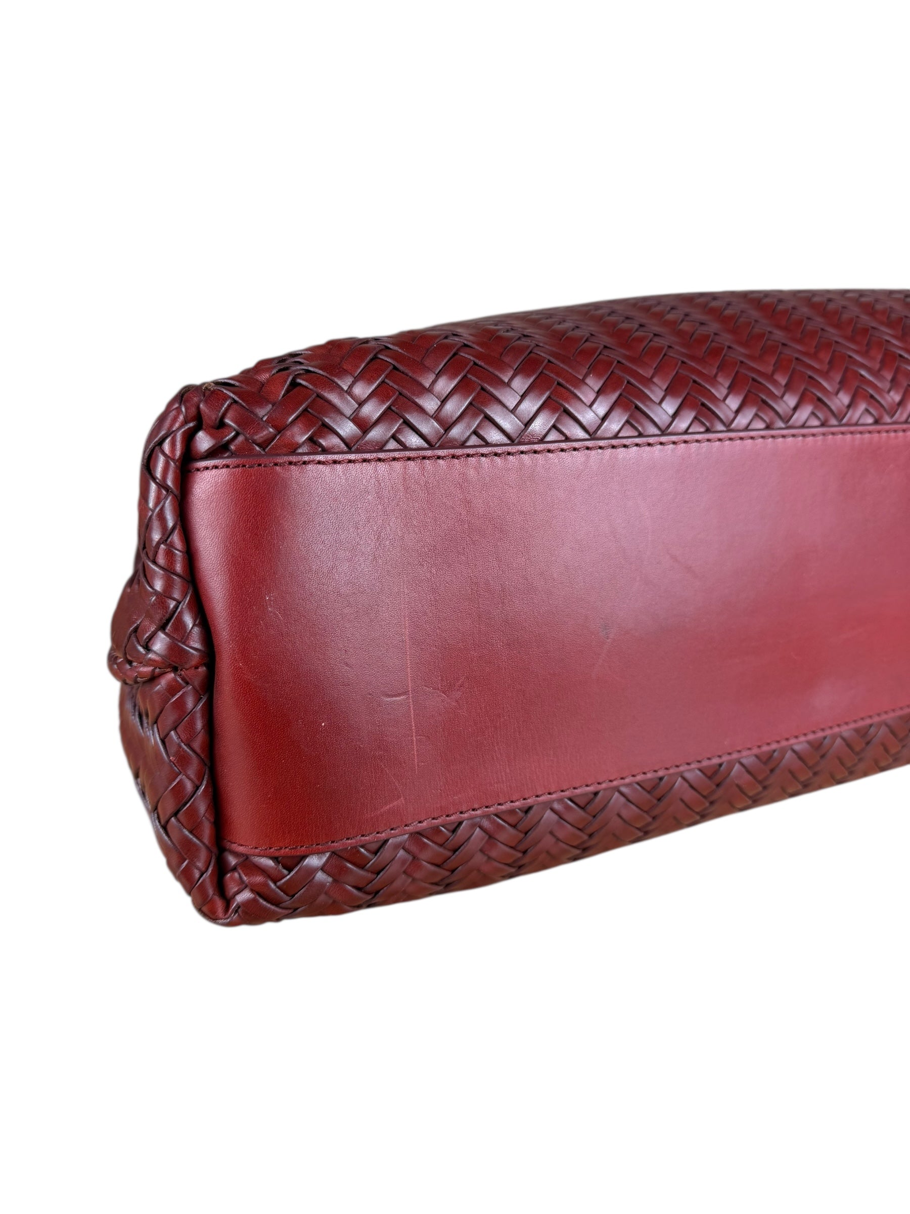 Polo Ralph Lauren Red Woven Leather Tote