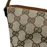 Gucci Brown Leather Trim GG Boat Pochette