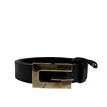 Gucci Black Leather G-Logo Buckle  Belt
