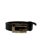 Gucci Black Leather G-Logo Buckle  Belt