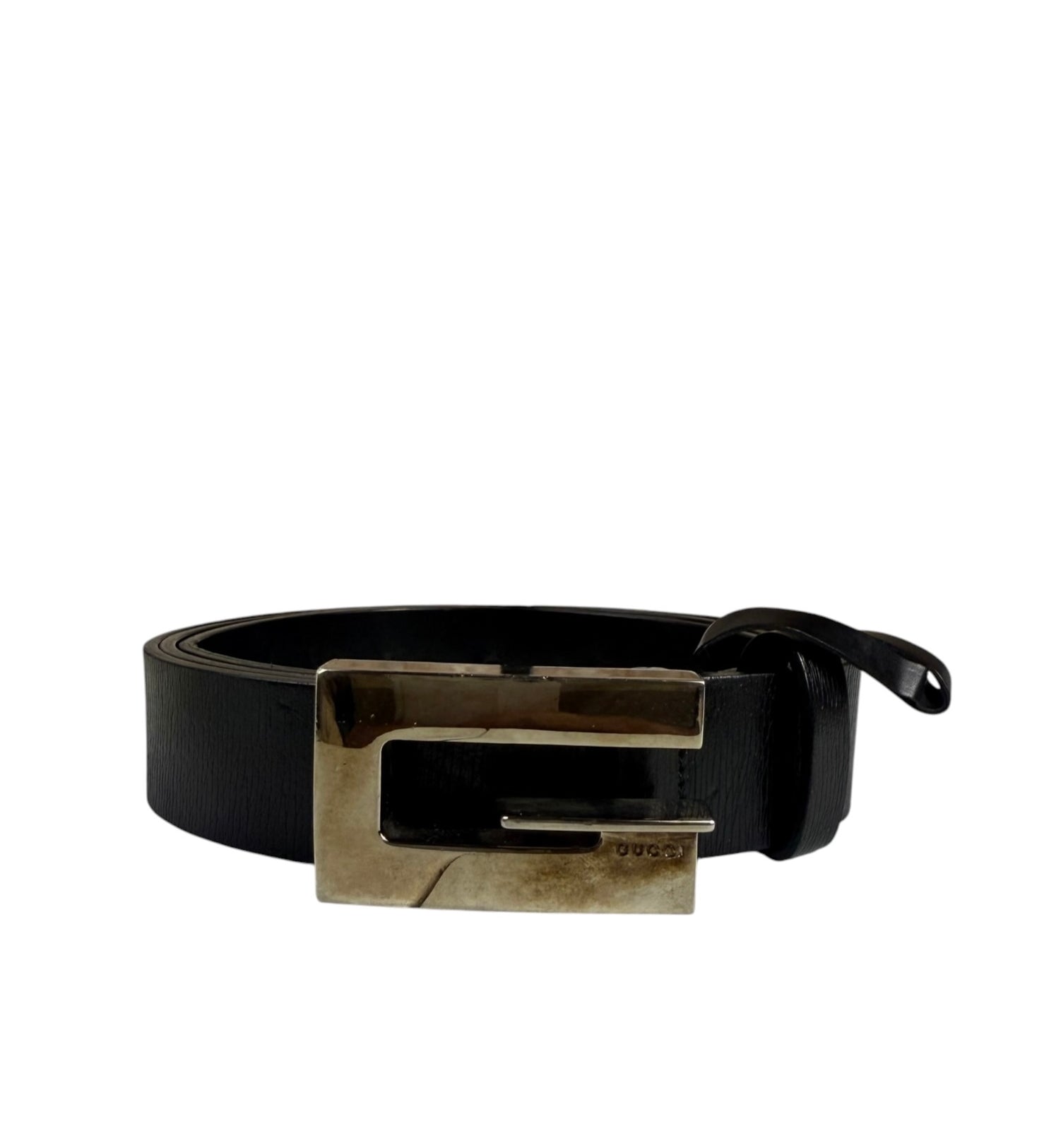 Gucci Black Leather G-Logo Buckle  Belt