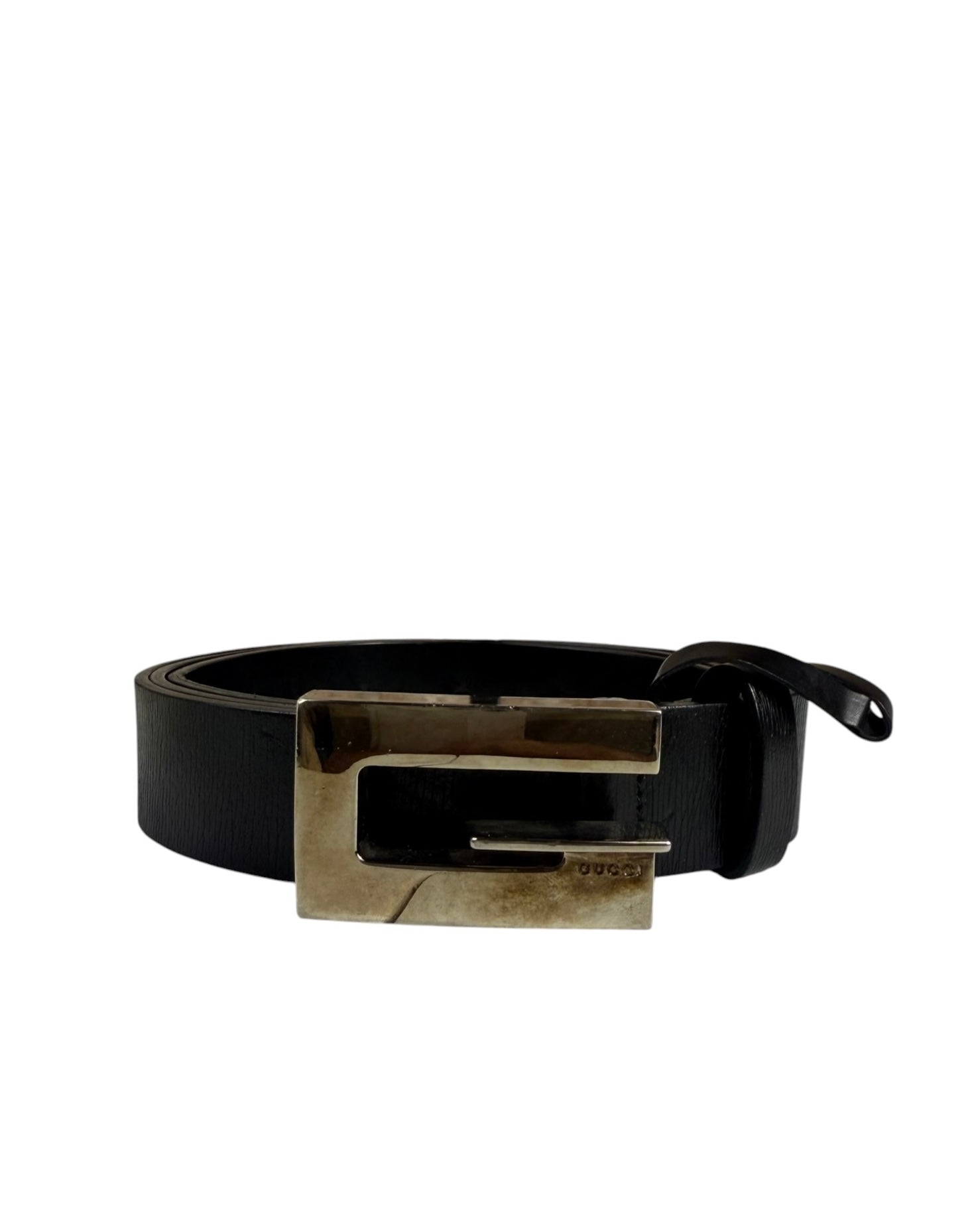 Gucci Black Leather G-Logo Buckle  Belt