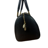 MCM Vintage Black Leather Boston Handbag
