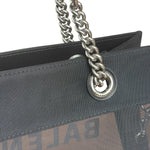 Balenciaga Black Leather Trim Mesh Duty Free Tote Bag