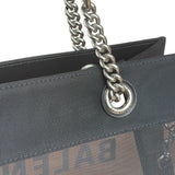 Balenciaga Black Leather Trim Mesh Duty Free Tote Bag