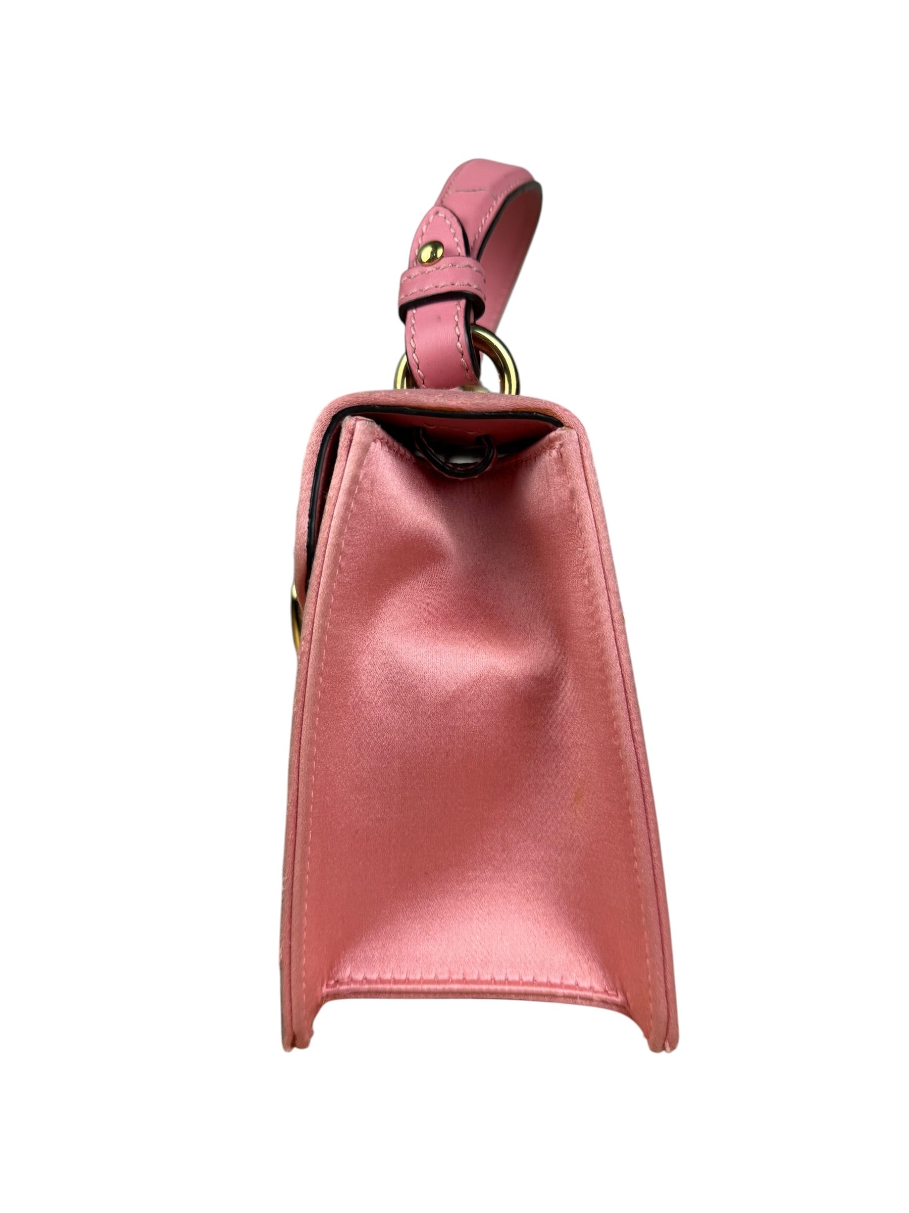 Gucci Sylvie Pink Mini Satin Embellished 2Way Handbag