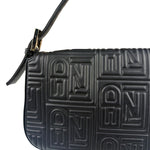 Fendi Black Leather 3D Logo Embossed Baguette