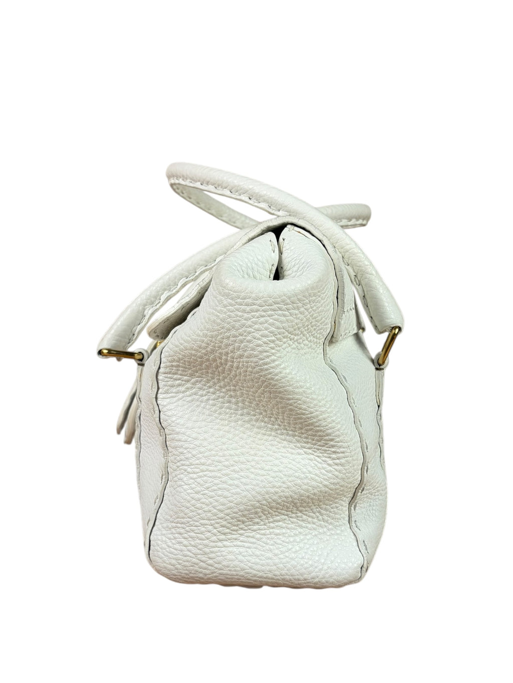 Fendi White Leather Selleria Linda Shoulder Bag