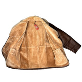 Vintage Leather Fur Lined Long Coat