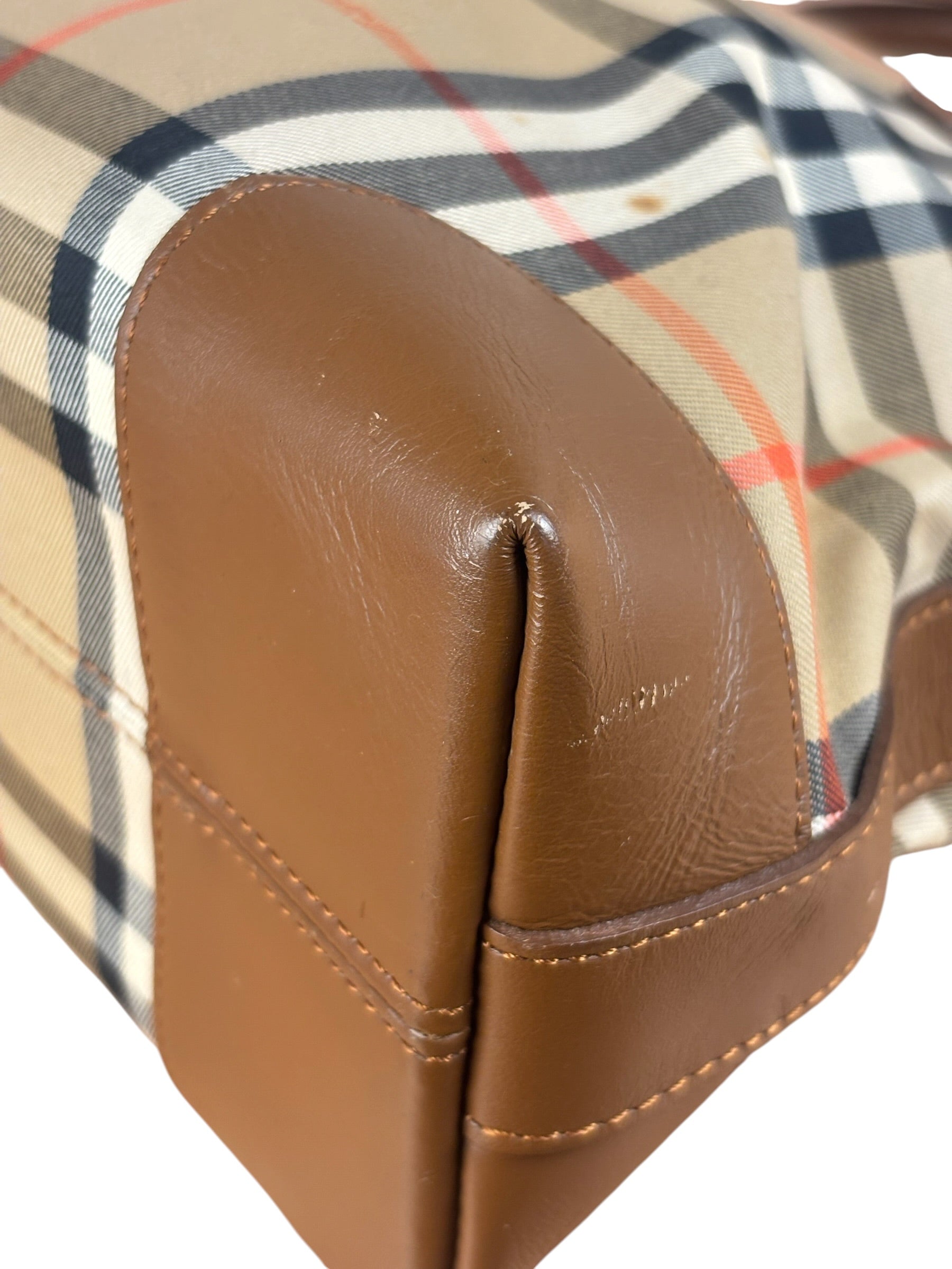 Burberry Vintage House Haymarket Check Dome Satchel Handbag
