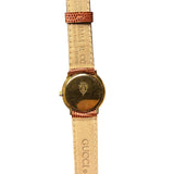 Gucci Champagne Round Dial Brown Strap