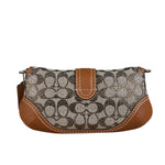 Coach Leather Trim Crystal Signature Jacquard Soho Pochette