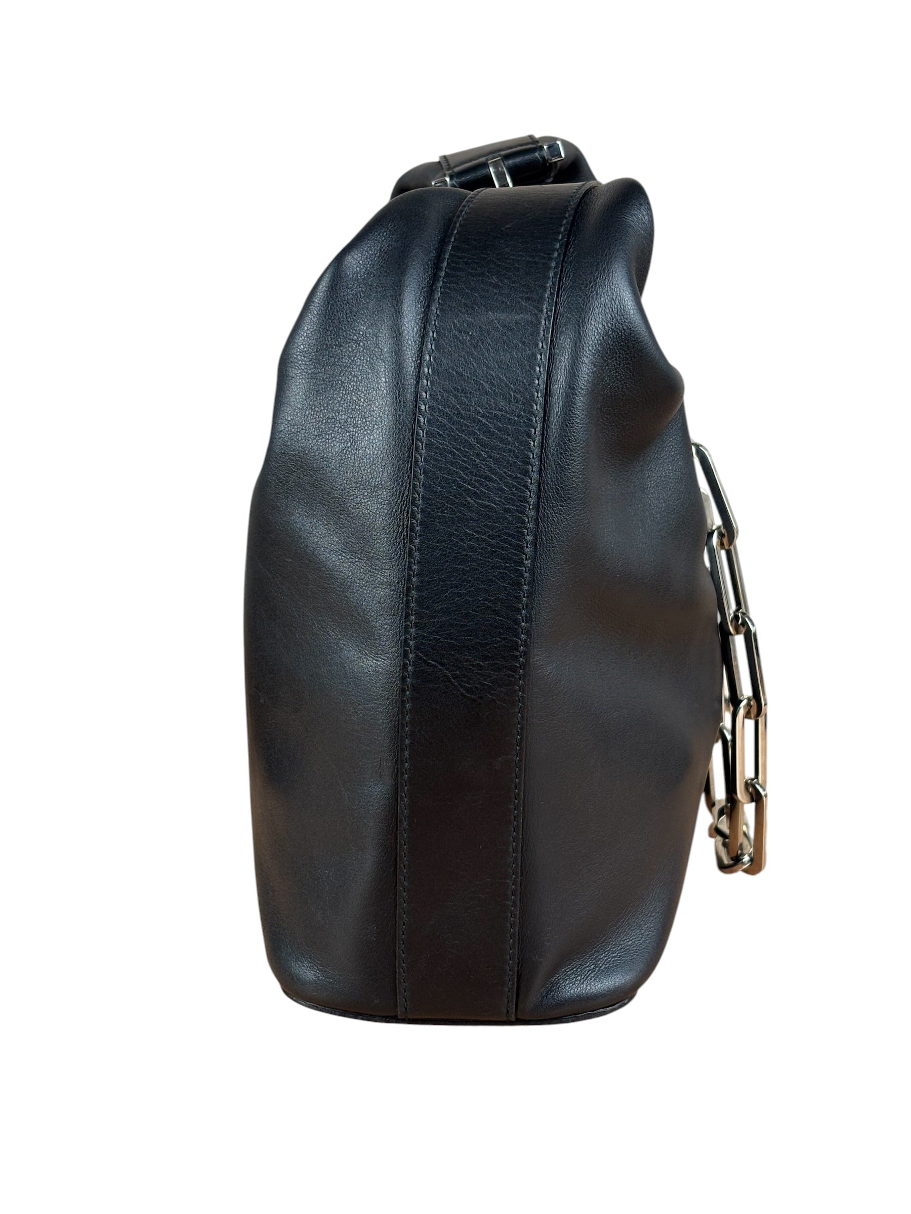 Gucci Black Leather Chain Hobo Bag