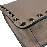 Valentino Neutral Garavani Calfskin Rockstud Crossbody Bag