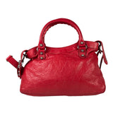 Balenciaga Red Leather Motocross City Two-Way Bag