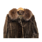 Jfa Nissin Brown Mink Fur Trim Chinchilla Fur Coat