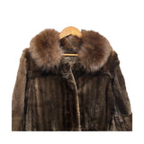 Jfa Nissin Brown Mink Fur Trim Chinchilla Fur Coat