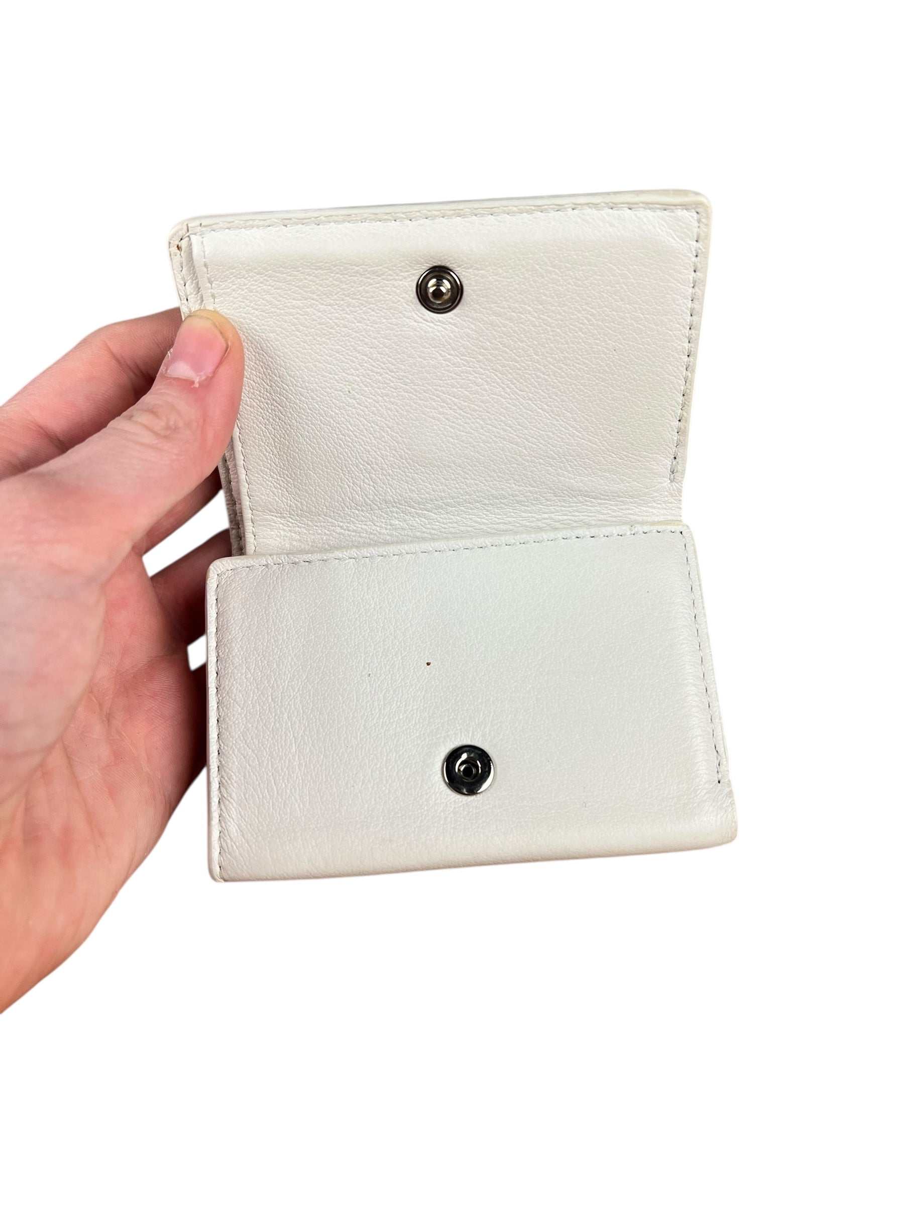 Balenciaga White Leather Papier Compact Wallet