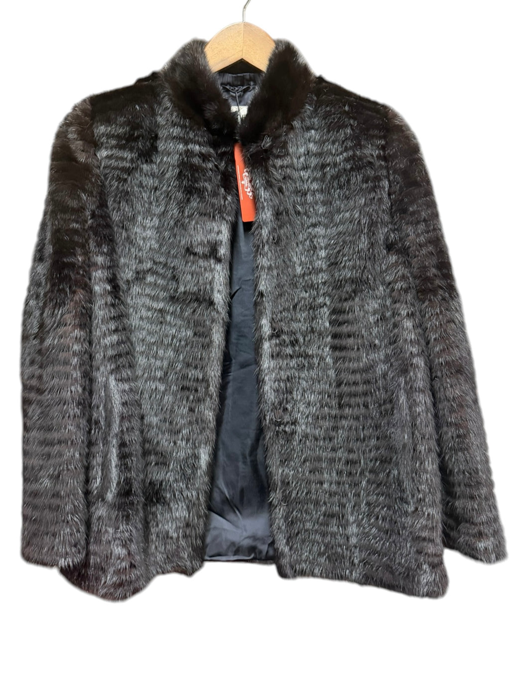 Vintage Lupian Dark Brown Striped Mink Fur Coat