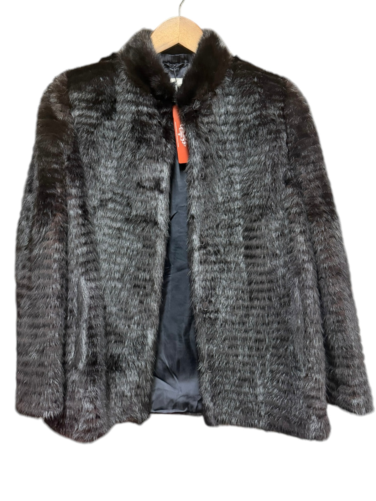 Vintage Lupian Dark Brown Striped Mink Fur Coat