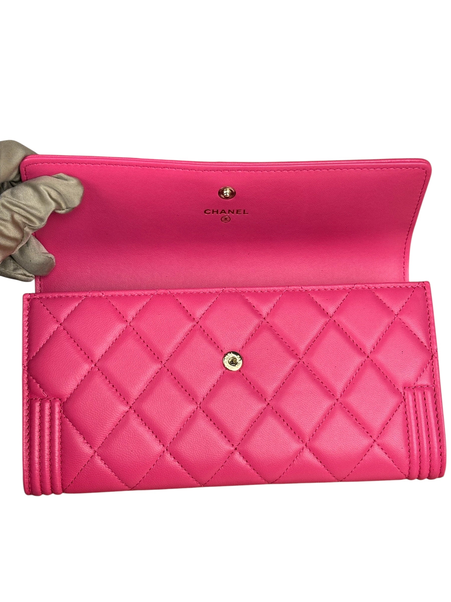 Chanel Pink Quilted Boy Wallet